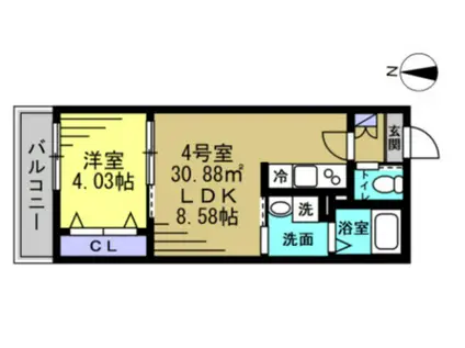 HFR蘇我 A棟(1LDK/1階)の間取り写真