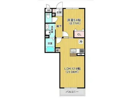 アビタシオン小田原長丁通(1LDK/2階)の間取り写真