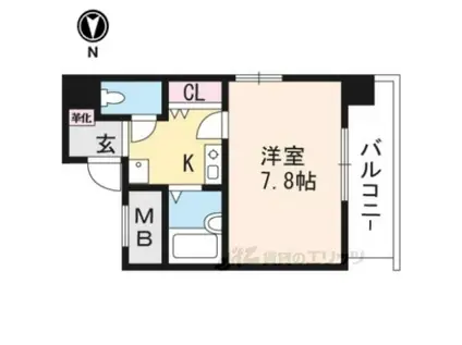 エステムコート京都烏丸(1K/2階)の間取り写真
