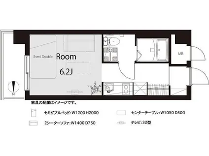 アクシルコート桜台(ワンルーム/7階)の間取り写真