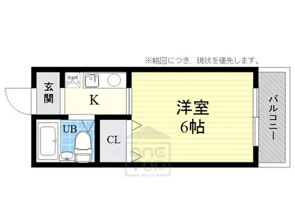 クローバーMオザキB棟(1K/2階)の間取り写真