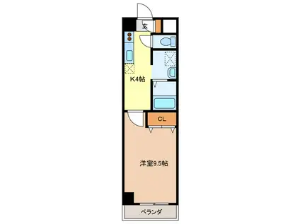 ブロッサムガーデン利平治(1K/4階)の間取り写真