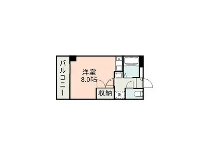 アルセコート(ワンルーム/2階)の間取り写真