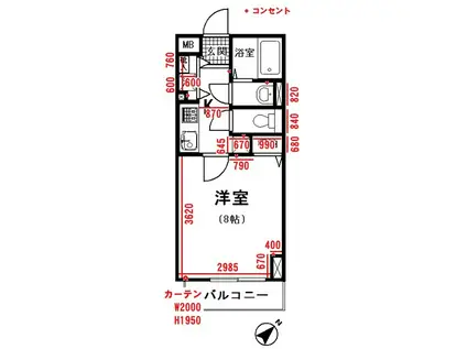 フレンドヒル品川(1K/6階)の間取り写真
