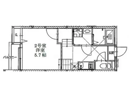 CREO筥松伍番館(1SK/2階)の間取り写真