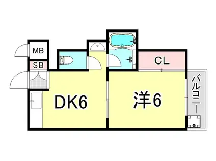 フォアール武庫之荘(1DK/2階)の間取り写真