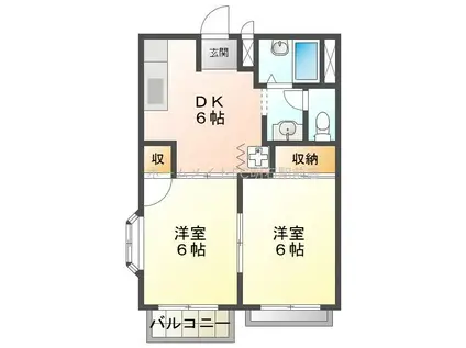 エルディム石崎(2DK/2階)の間取り写真