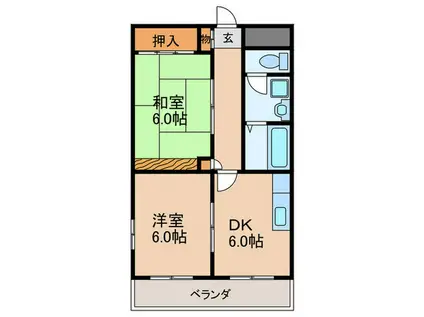 サンプラザ新石切(2DK/2階)の間取り写真