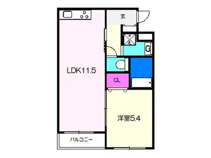 橋野マンションII(1LDK/1階)の間取り写真