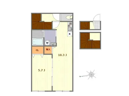 マーレ都立家政(1LDK/3階)の間取り写真