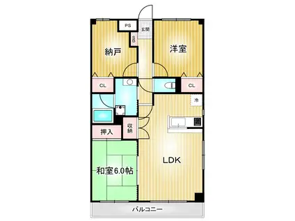 エストマール川名(2LDK/1階)の間取り写真