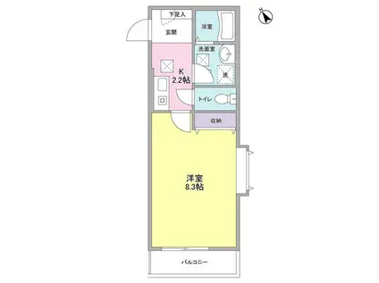 エスポワール(1K/2階)の間取り写真