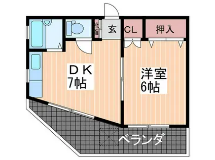 コーポ松島(1DK/4階)の間取り写真