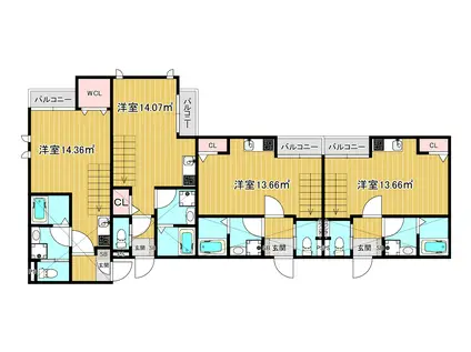 PATINA唐人町(1SK/1階)の間取り写真