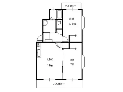 アクシア飯田(2LDK/1階)の間取り写真