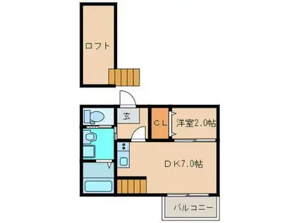 COCO千早(1DK/1階)の間取り写真