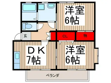 入間市扇台6丁目 平成13年 2DK ハイツ(2DK/2階)の間取り写真