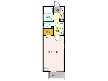 ソシアパートII(1K/2階)の間取り写真