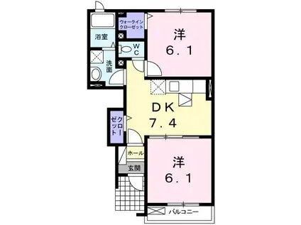 センチュリープレイス(2DK/1階)の間取り写真