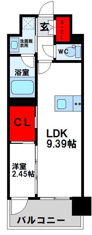 プレジデンス ざ 三萩野(1LDK/12階)の間取り写真