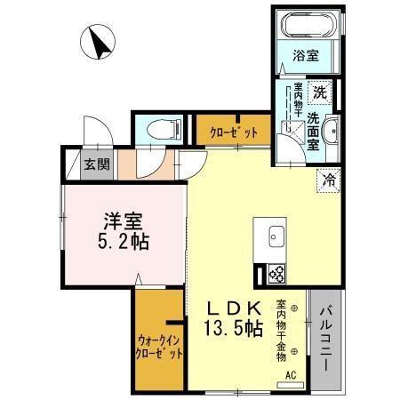 グランヒルズ(1LDK/1階)の間取り写真
