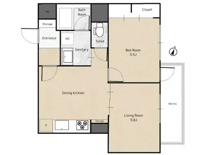 ニックハイム白金(2DK/2階)の間取り写真