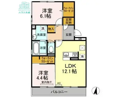 レジデンス富の原(2LDK/1階)の間取り写真