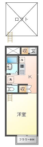 ソレイユ常盤(1K/2階)の間取り写真