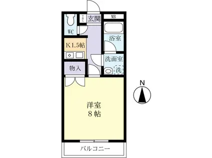 ジョイフルハイツ青柳(1K/2階)の間取り写真