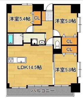 レジナスイート田町(3LDK/9階)の間取り写真