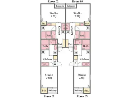プランドールIII(1K/2階)の間取り写真