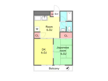 飯田マンション(2DK/1階)の間取り写真