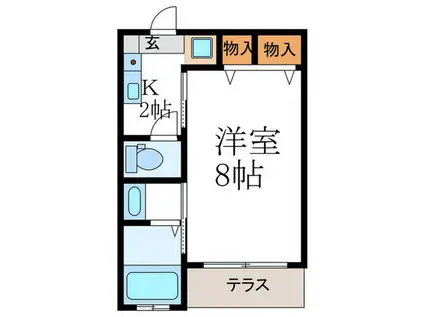 オアシススプリング(1K/1階)の間取り写真