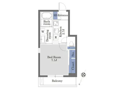 アソント北沢(1K/2階)の間取り写真
