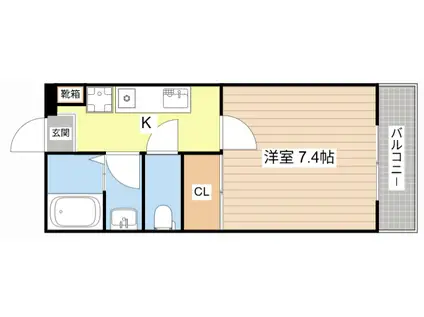 ウエストハイムつくば(1K/1階)の間取り写真