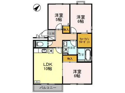 ドゥ・レフォール A棟201(3LDK/2階)の間取り写真