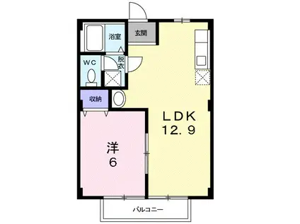 ファミール大関(1LDK/2階)の間取り写真