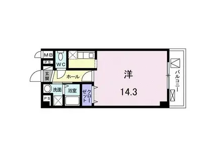 リョーアイ(ワンルーム/3階)の間取り写真