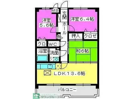 マリエール今宿(3LDK/2階)の間取り写真
