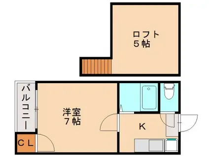 Lソワール田島(1K/2階)の間取り写真