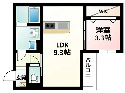 レジデンスデュオ江坂(1LDK/1階)の間取り写真