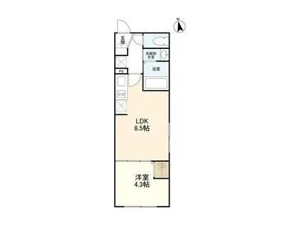 ウェルスクエアイズム中野坂上(1LDK/4階)の間取り写真