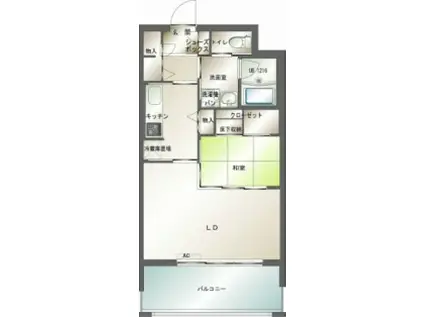 エンクレストベイ天神東(1LDK/3階)の間取り写真