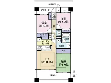 エスリード長岡天神(3LDK/4階)の間取り写真