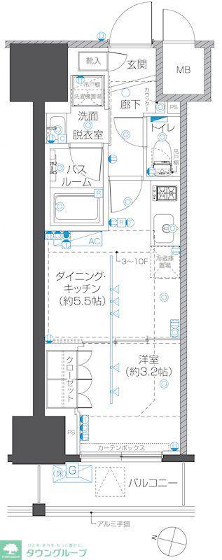 ZOOM本郷(1DK/8階)の間取り写真