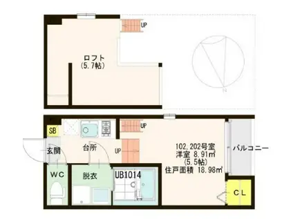 GROWTH御幣島(1K/2階)の間取り写真
