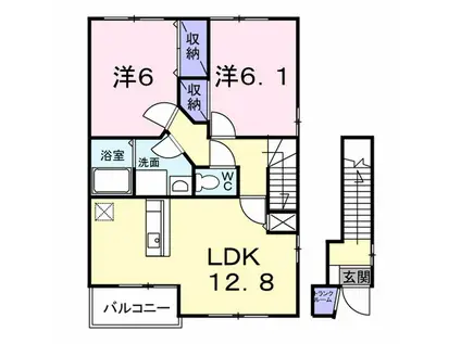 プラードII(2LDK/2階)の間取り写真