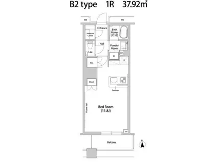 品川ハートビュータワー(ワンルーム/19階)の間取り写真