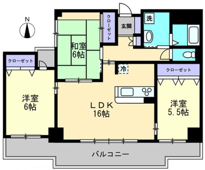 ストーンレイク子の浜(3LDK/4階)の間取り写真