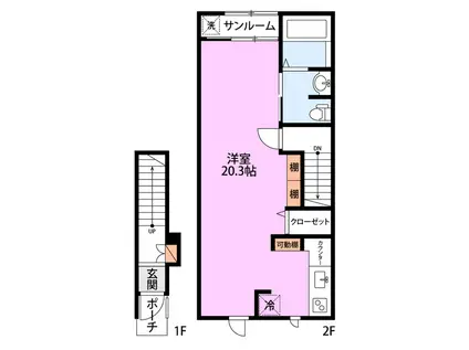 LA TERRE RICHEIII(ワンルーム/2階)の間取り写真